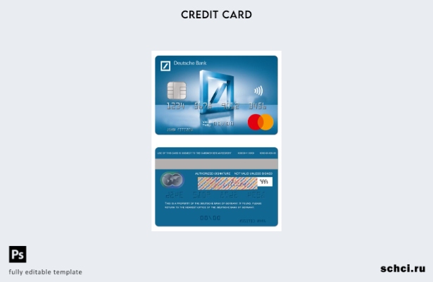 цифровая загрузка шаблона дебетовой карты Mastercard Deutsche Bank в Германии